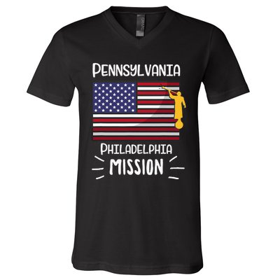 Pennsylvania Philadelphia Mormon Lds Mission Missionary V-Neck T-Shirt