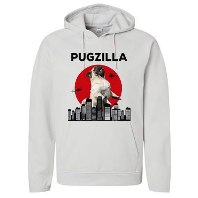 Pugzilla Pug mom Pug dad pug lover pug funny animal lover Performance Fleece Hoodie