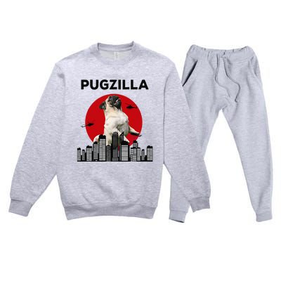 Pugzilla Pug mom Pug dad pug lover pug funny animal lover Premium Crewneck Sweatsuit Set