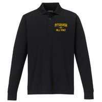 Pittsburgh Pennsylvania Map Yinz Vintage Pride Funny Yinzer Performance Long Sleeve Polo