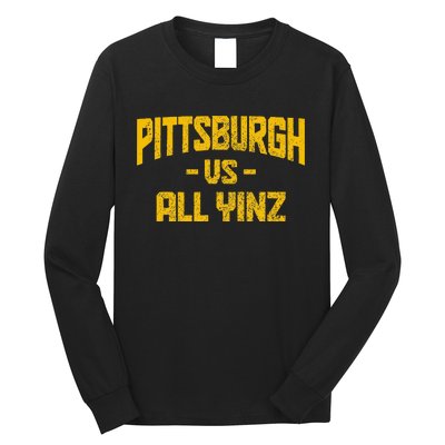 Pittsburgh Pennsylvania Map Yinz Vintage Pride Funny Yinzer Long Sleeve Shirt