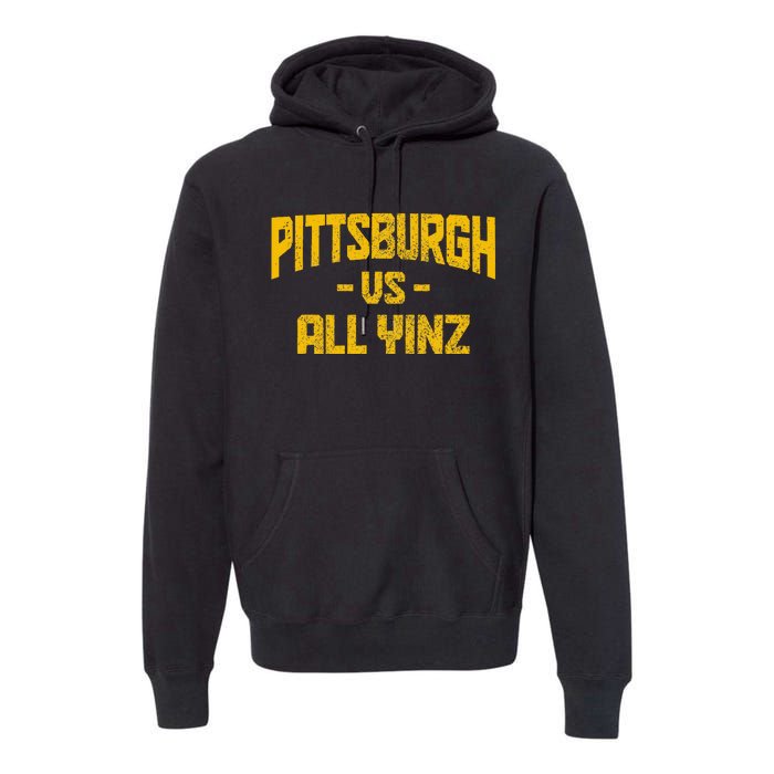 Pittsburgh Pennsylvania Map Yinz Vintage Pride Funny Yinzer Premium Hoodie