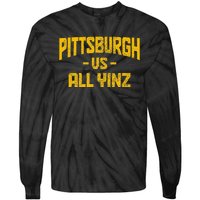 Pittsburgh Pennsylvania Map Yinz Vintage Pride Funny Yinzer Tie-Dye Long Sleeve Shirt