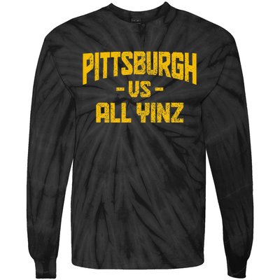 Pittsburgh Pennsylvania Map Yinz Vintage Pride Funny Yinzer Tie-Dye Long Sleeve Shirt