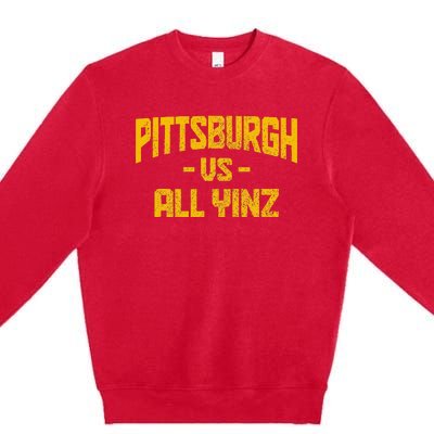 Pittsburgh Pennsylvania Map Yinz Vintage Pride Funny Yinzer Premium Crewneck Sweatshirt