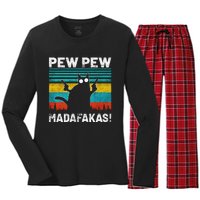 PEW PEW MADAFAKAS Women's Long Sleeve Flannel Pajama Set 