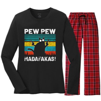 PEW PEW MADAFAKAS Women's Long Sleeve Flannel Pajama Set 