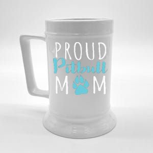 Proud Pitbull Mom Funny Gift Dog Lover Shirt Beer Stein