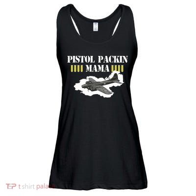 Pistol Packin Mama Aircraft Vintage Ladies Essential Flowy Tank