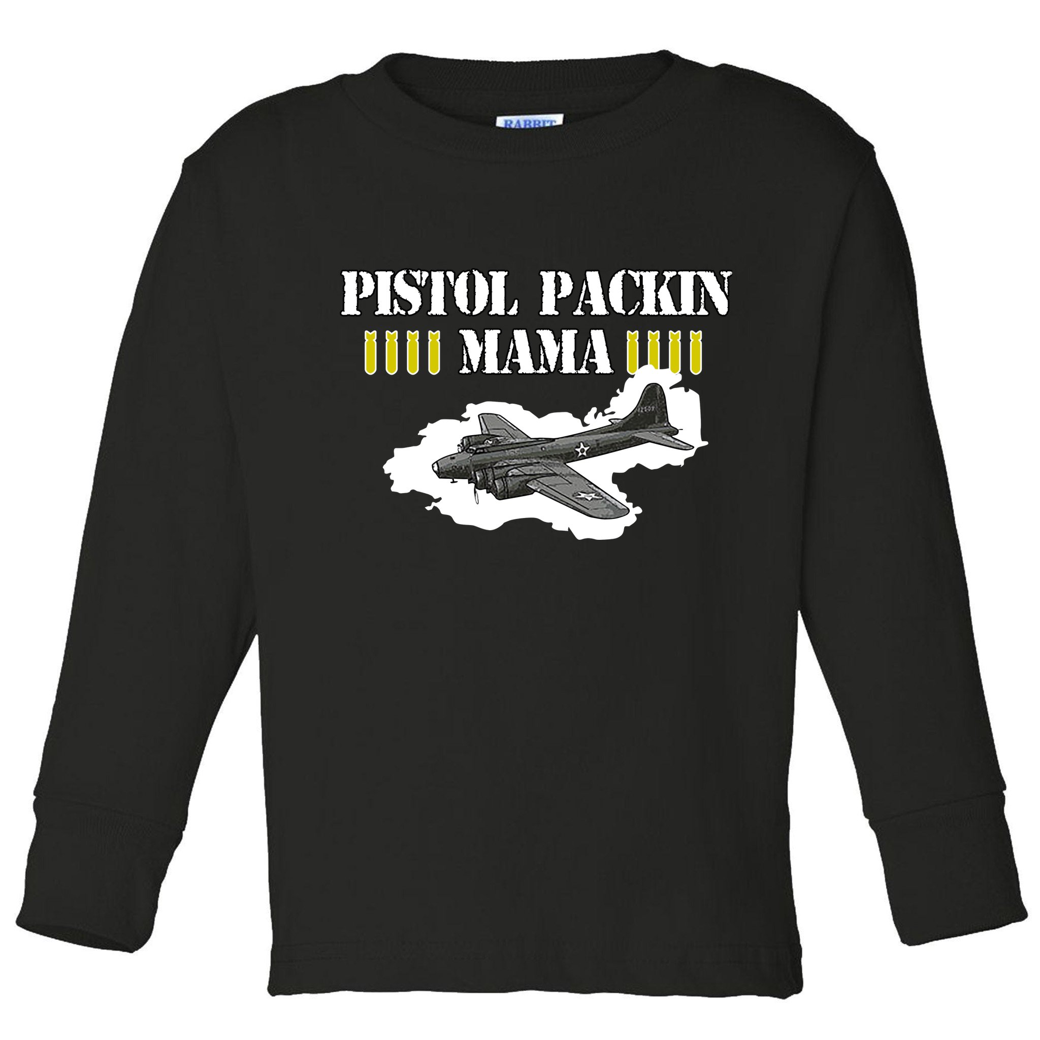 Pistol Packin Mama Aircraft Vintage Toddler Long Sleeve Shirt
