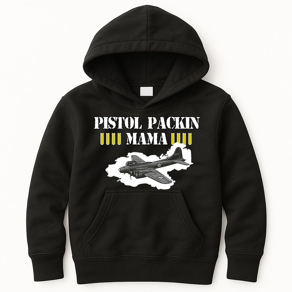 Pistol Packin Mama Aircraft Vintage Kids Hoodie