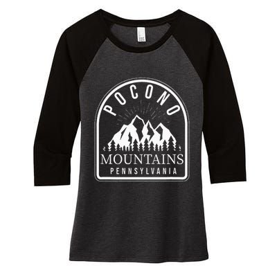 Poconos Pocono Mountains Pennsylvania Women's Tri-Blend 3/4-Sleeve Raglan Shirt