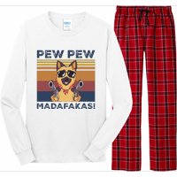 Pew Pew Madafakas Funny German Shepherd Lover Vintage Gift Long Sleeve Pajama Set