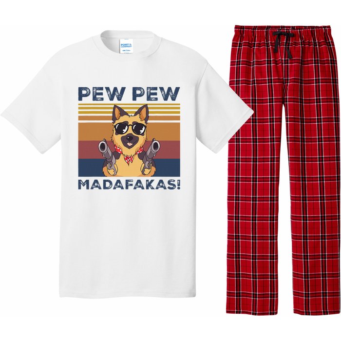 Pew Pew Madafakas Funny German Shepherd Lover Vintage Gift Pajama Set