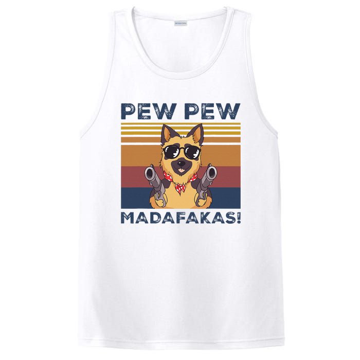 Pew Pew Madafakas Funny German Shepherd Lover Vintage Gift PosiCharge Competitor Tank