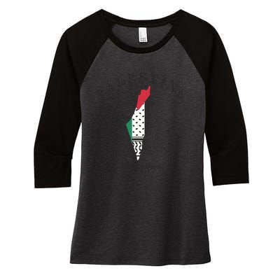 Palestine Palestine Map Free Palestine Women's Tri-Blend 3/4-Sleeve Raglan Shirt