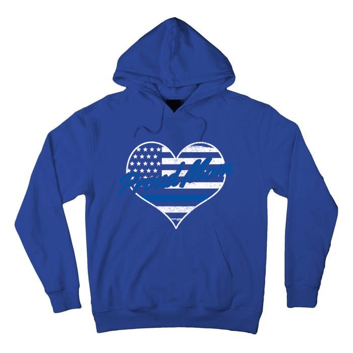 Proud Police Mom Thin Blue Line American Flag Patriotic Cute Gift Tall Hoodie