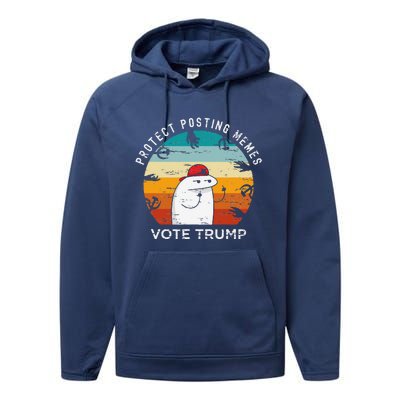 Protect Posting Memes Vote Trump 2024 Save Memes Funny Performance Fleece Hoodie