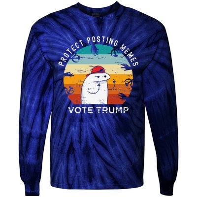 Protect Posting Memes Vote Trump 2024 Save Memes Funny Tie-Dye Long Sleeve Shirt