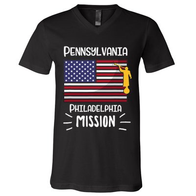Pennsylvania Philadelphia Mormon Lds Mission Missionary Gift V-Neck T-Shirt
