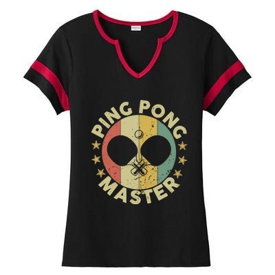 Ping Pong Master Champion Table Tennis Coach Paddle Player Ladies Halftime Notch Neck Tee