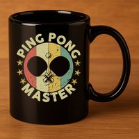 Ping Pong Master Champion Table Tennis Coach Paddle Player 11oz C Handle Ceramic Mug