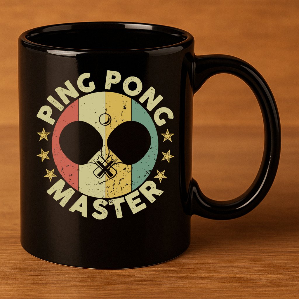 Ping Pong Master Champion Table Tennis Coach Paddle Player 11oz C Handle Ceramic Mug