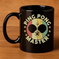 Ping Pong Master Champion Table Tennis Coach Paddle Player 11oz C Handle Ceramic Mug