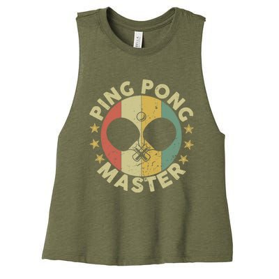 Ping Pong Master Champion Table Tennis Coach Paddle Player Women's Racerback Cropped Tank