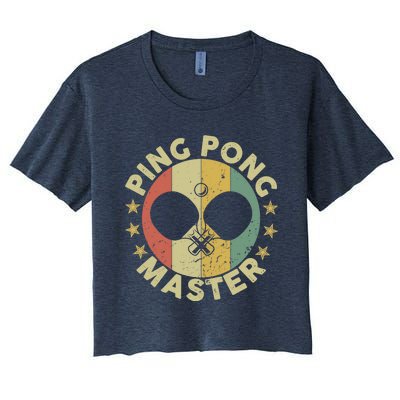 Ping Pong Master Champion Table Tennis Coach Paddle Player Women's Crop Top Tee