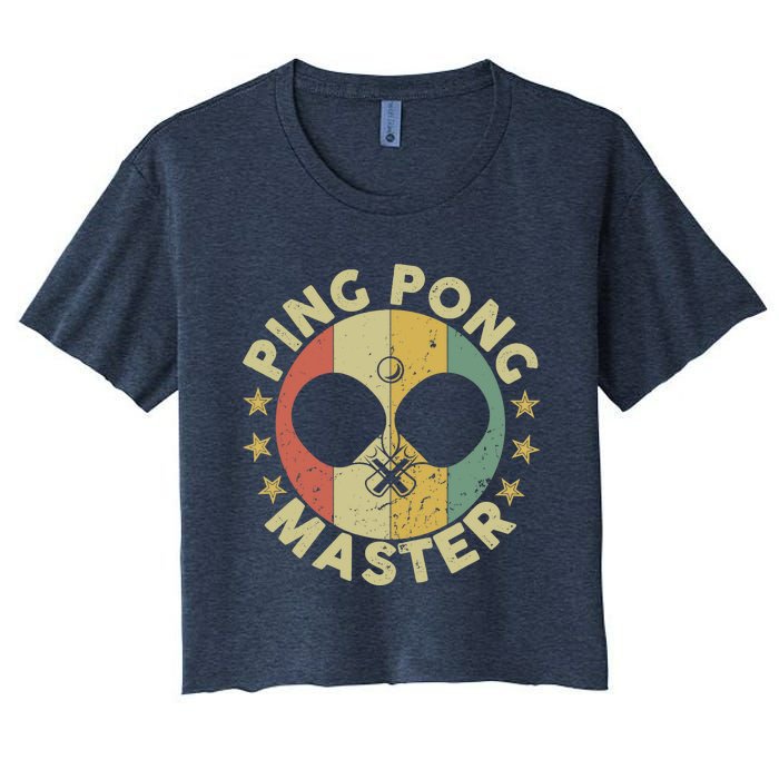 Ping Pong Master Champion Table Tennis Coach Paddle Player Women's Crop Top Tee