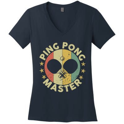 Ping Pong Master Champion Table Tennis Coach Paddle Player Women's V-Neck T-Shirt