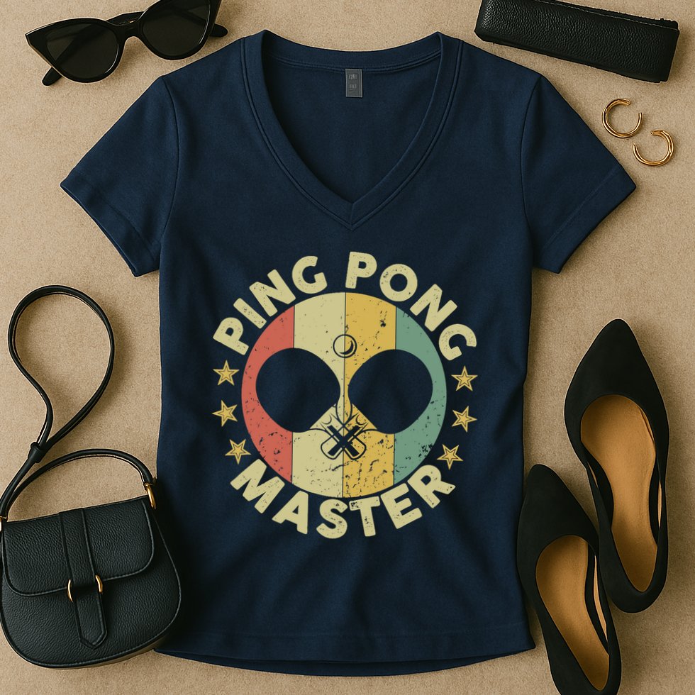 Ping Pong Master Champion Table Tennis Coach Paddle Player Women's V-Neck T-Shirt