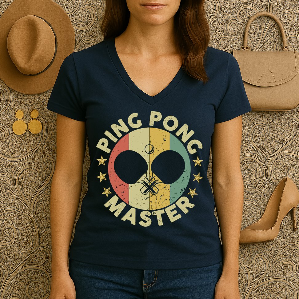 Ping Pong Master Champion Table Tennis Coach Paddle Player Women's V-Neck T-Shirt
