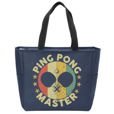 Ping Pong Master Champion Table Tennis Coach Paddle Player Zip Tote Bag