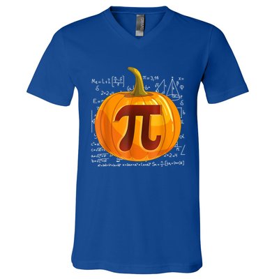 Pumpkin Pi Math Teacher Halloween Thanksgiving Day Costume V-Neck T-Shirt