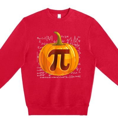 Pumpkin Pi Math Teacher Halloween Thanksgiving Day Costume Premium Crewneck Sweatshirt