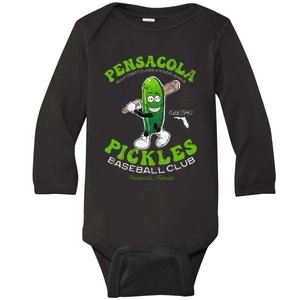 Pensacola Pickles Minor League Retro Baseball Team Baby Long Sleeve Bodysuit