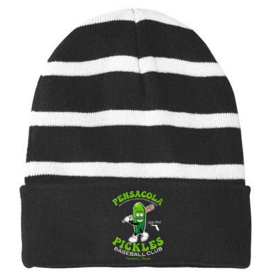 Pensacola Pickles Minor League Retro Baseball Team Striped Beanie with Solid Band