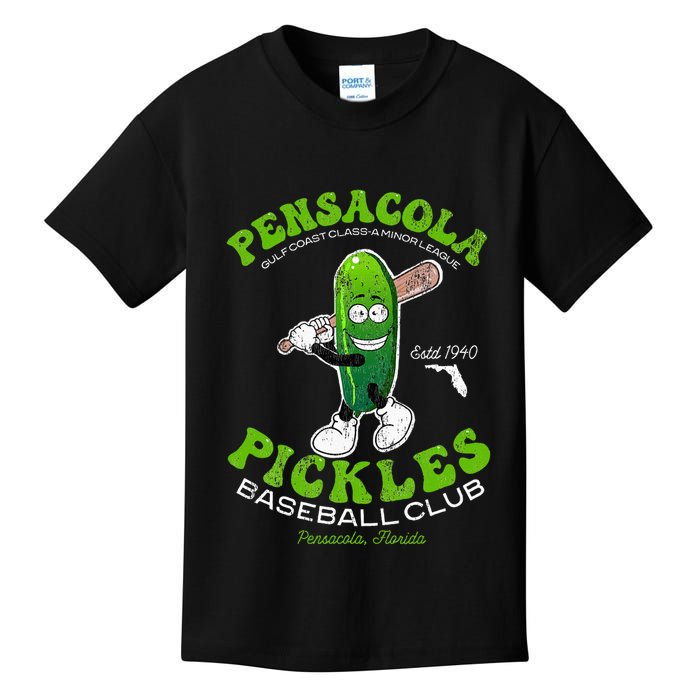 Pensacola Pickles Minor League Retro Baseball Team Kids T-Shirt