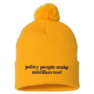 Pretty People Make Mistakes Too Funny Quote Pom Pom 12in Knit Beanie