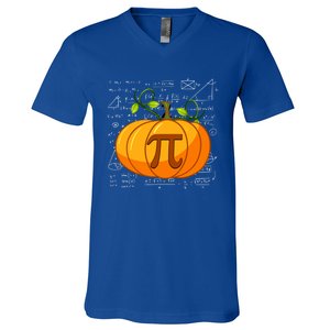 Pumpkin Pie Math Happy Halloween Thanksgiving Pi Day Gift V-Neck T-Shirt