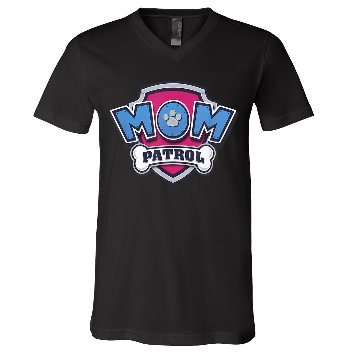  MotherS Day Mom Patrol Badge V-Neck T-Shirt