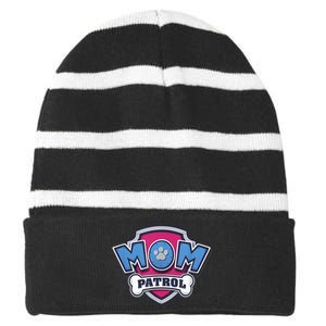 P.A.W. P.A.T.R.O.L MotherS Day Mom Patrol Badge Striped Beanie with Solid Band