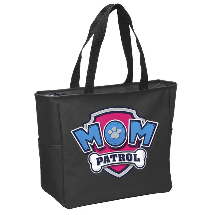 P.A.W. P.A.T.R.O.L MotherS Day Mom Patrol Badge Zip Tote Bag