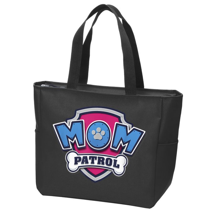 P.A.W. P.A.T.R.O.L MotherS Day Mom Patrol Badge Zip Tote Bag