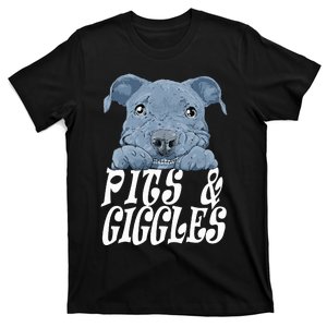 Pitbull Pibble Mom Dad Pits And Giggles Gift T-Shirt