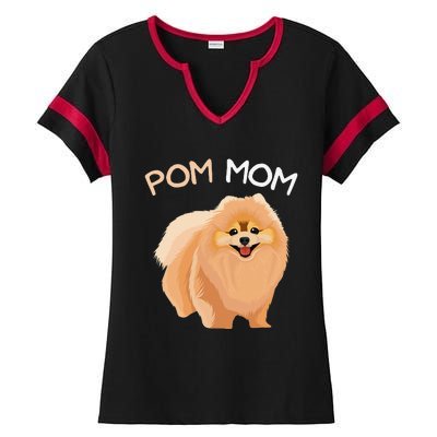 Pomeranian Pom Mom Dog Mama Ladies Halftime Notch Neck Tee