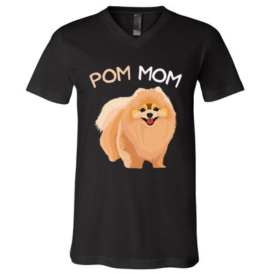 Pomeranian Pom Mom Dog Mama V-Neck T-Shirt