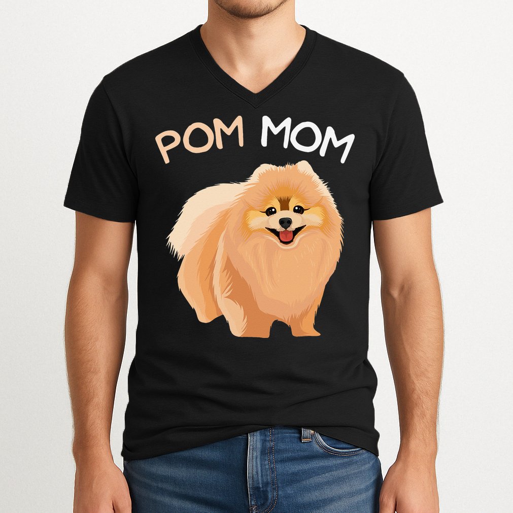 Pomeranian Pom Mom Dog Mama V-Neck T-Shirt